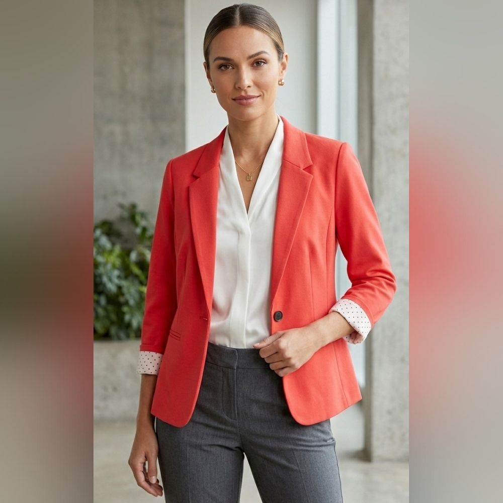KENSIE One-Button Structured Pink Hue Suit Jacket | Blazer. Medium.